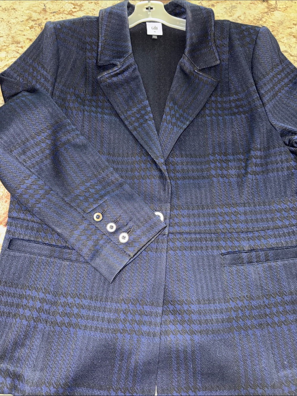 CAbi Women's Navy Plaid Single-Button Blazer